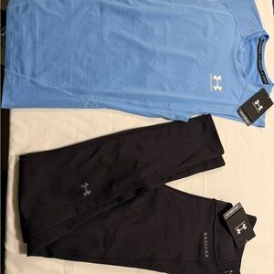 Under Armour Light Blue Top and Black Leggings